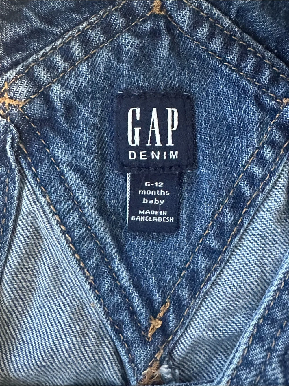 Gap 6-12 Months Classic Blue‎ Denim Kids Overalls Summer 100% Cotton